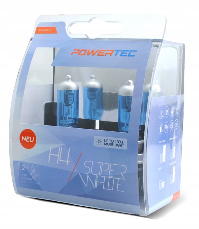 

Żarówki H4 60/55W 12V White Powertec +100%