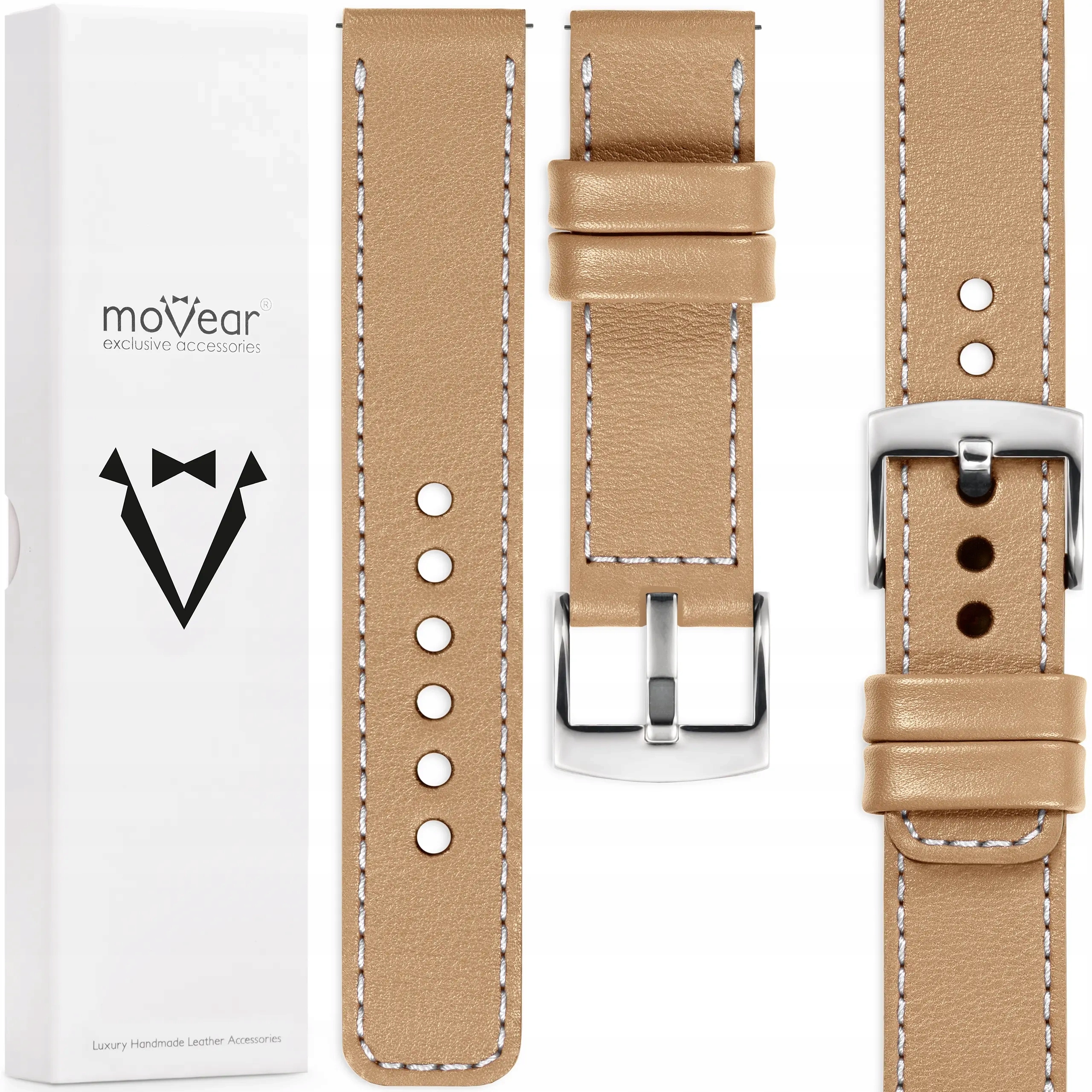 Pásek 24 mm pro prémiové hodinky, exkluzivní kožený Polský Movear