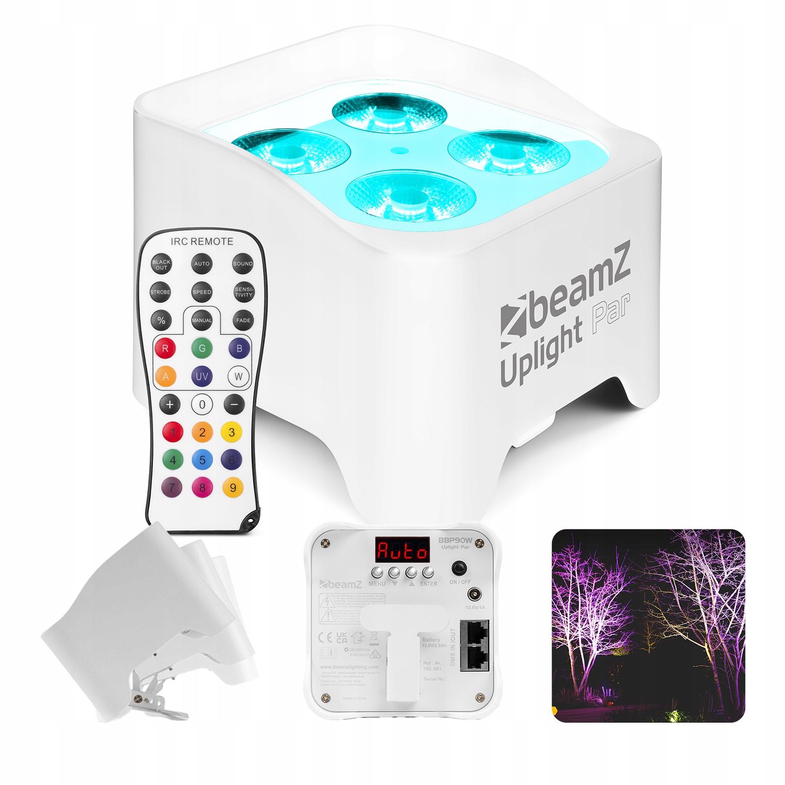 Lampa akumulatorowa reflektor Par 4x 4W Rgb-uv Led Beamz