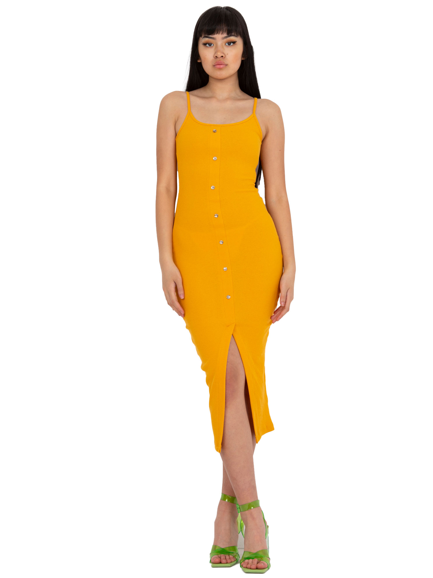 

Sukienka dopasowana prążkowana na ramiączkach -M