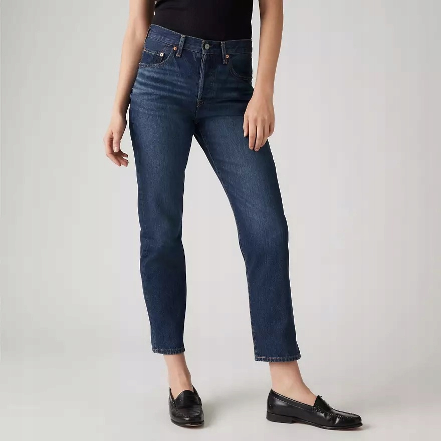 Levi's Dámské Džínové Kalhoty 501 Crop Tmavě Modré S Knoflíky 32/28 6FA