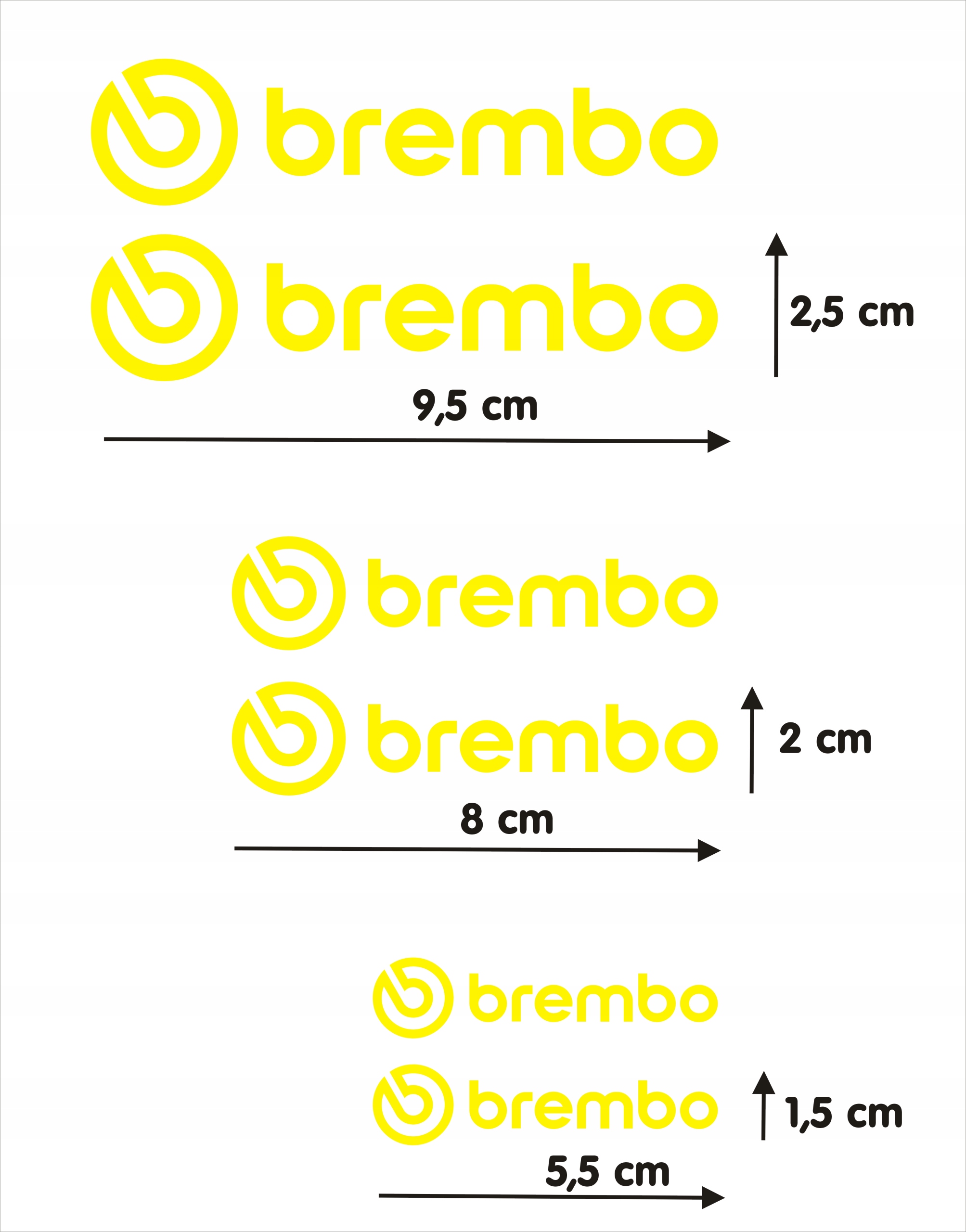 Brembo Najnowszy Wzór Zestaw Naklejek Na Zaciski Hamulcowe Hi Temp Żółte