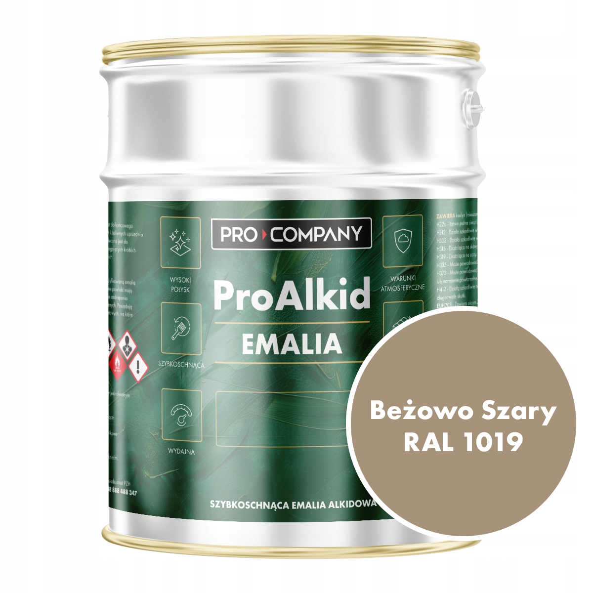Pro Alkid szybkoschnąca emalia alkidowa 3l Beżowo szary Ral 1019