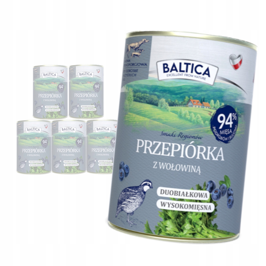 Levně Baltica Hovězí křepelka 6x400 g Bezobilné Vlhké Krmivo pro psy