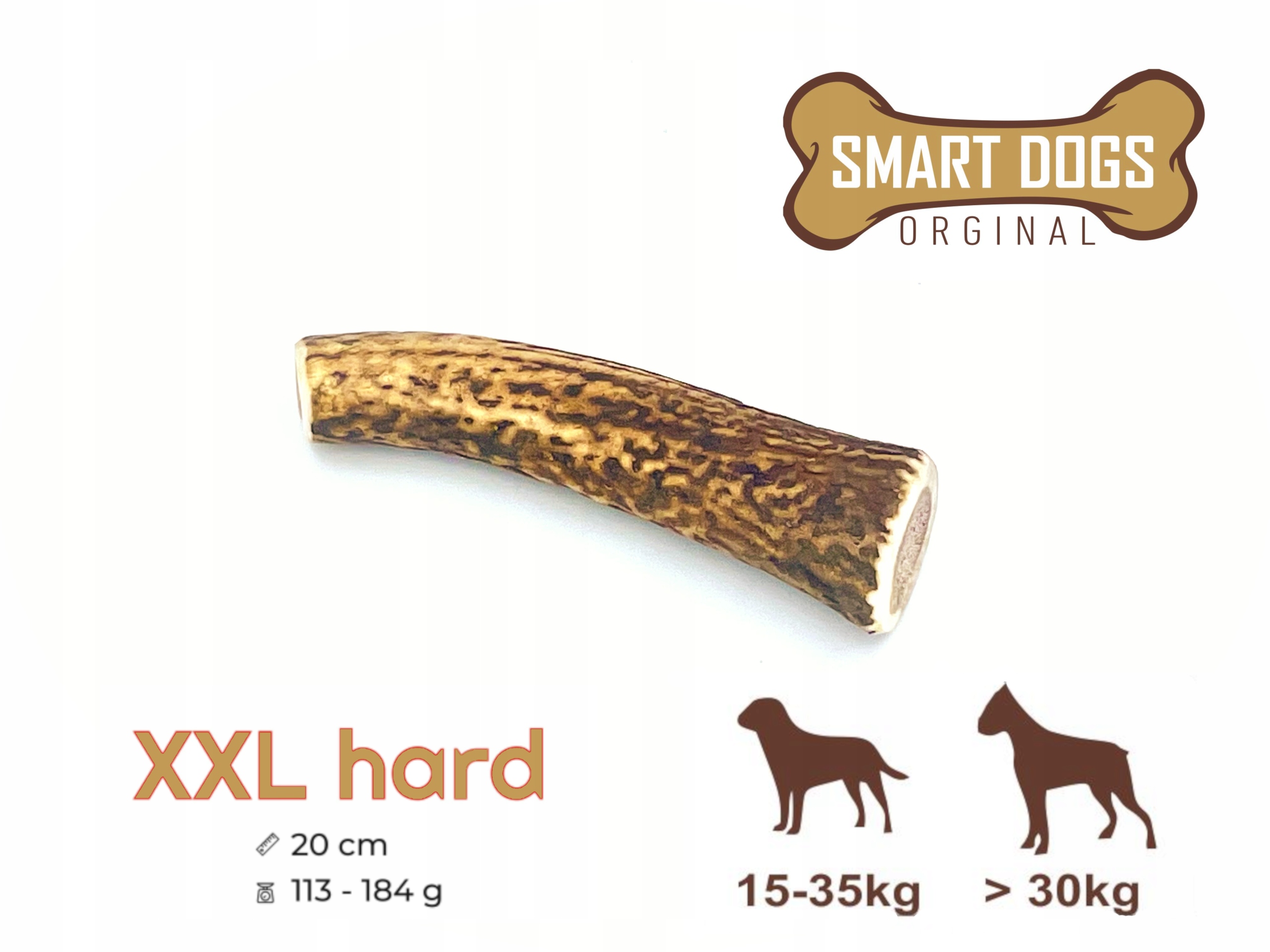 Levně Smart Dogs Kousátko z paroží Jelení parohy XXL Hard 20 cm 114-184 g