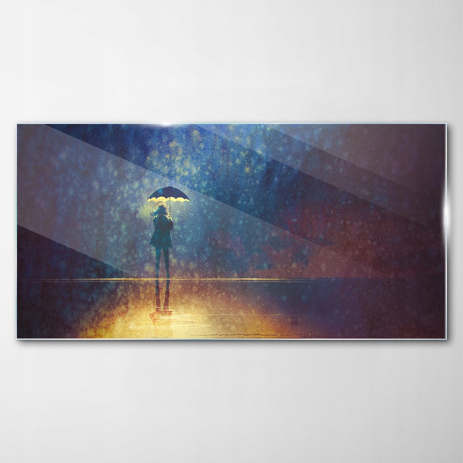 Sklenený obraz Dekor Žena Dáždnik Noc 100x50