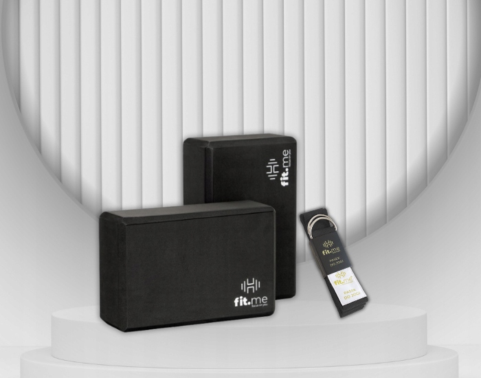 ZESTAW KOSTKI 2 SZT + PASEK DO JOGI WYTRZYMAŁY DO ĆWICZEŃ KOSTKA X2 FIT.ME Marka Fit.Me