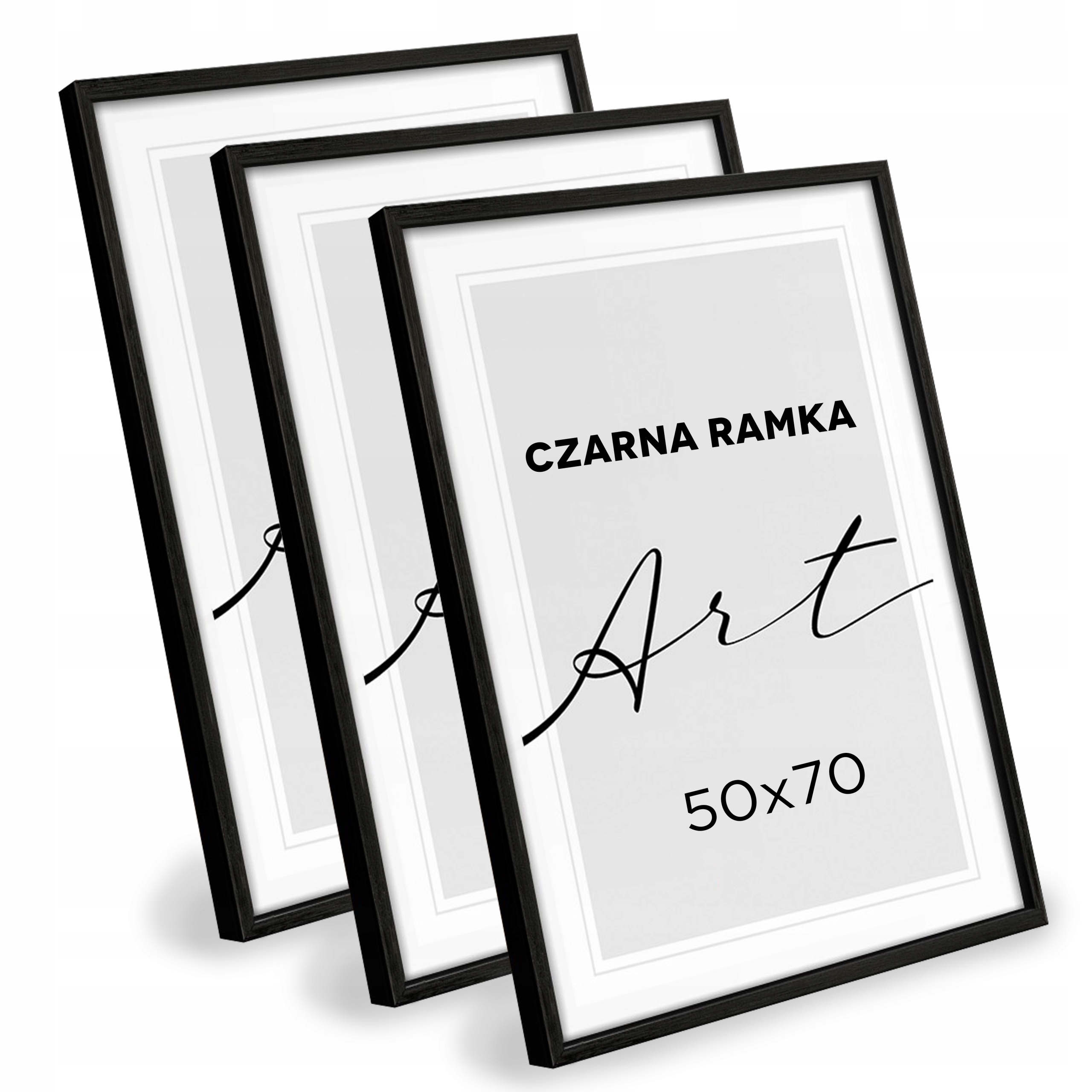 

Zestaw 3 Ramek na zdjęcia 50x70 Czarne plexi Foto