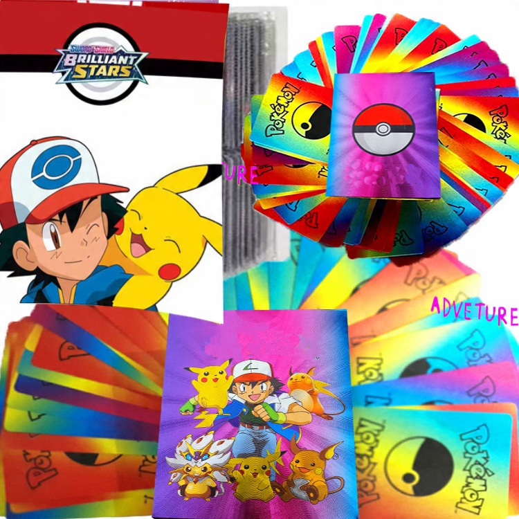 

Teczowe Karty pokemon 55 Kart folia+ Album