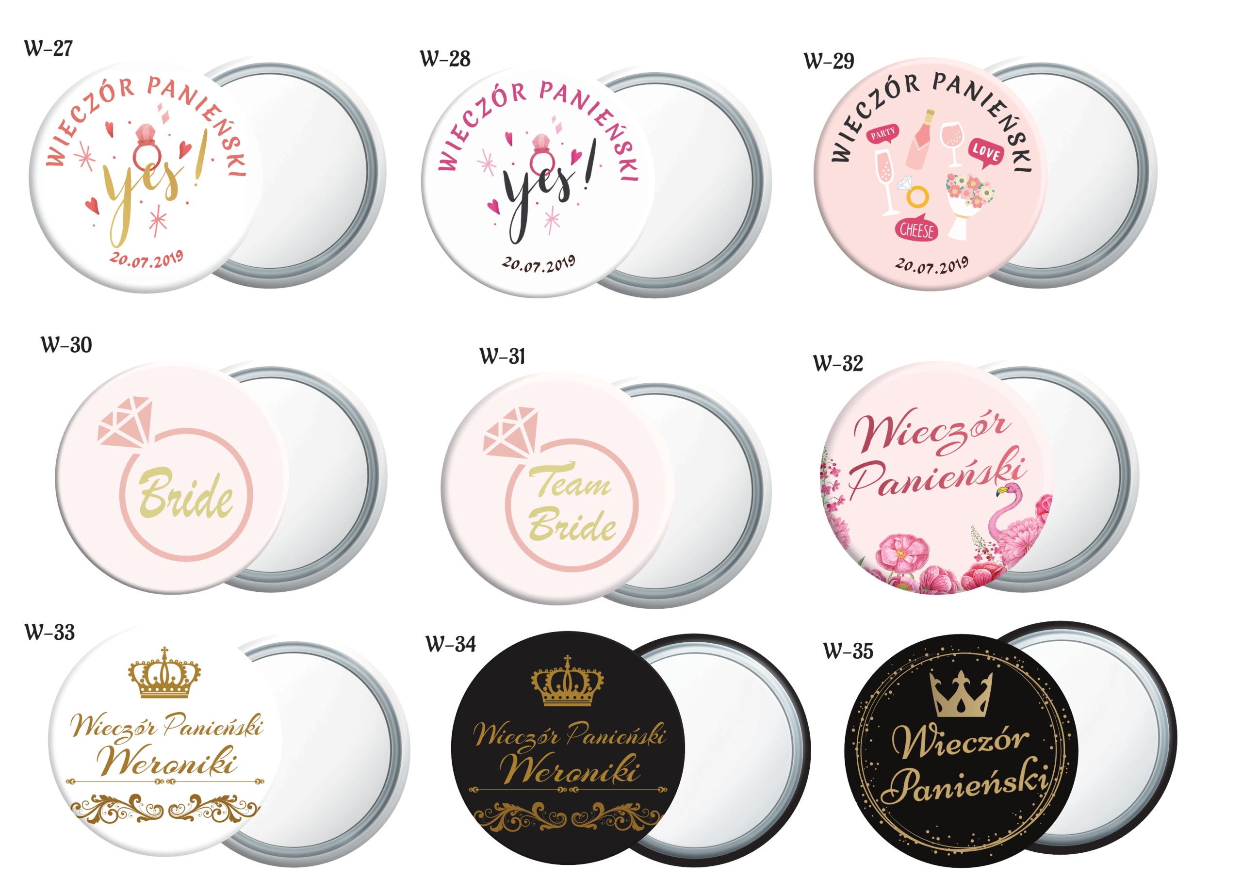 Lusterko podziękowanie WIECZÓR PANIEŃSKI woreczek Liczba sztuk 1 szt.