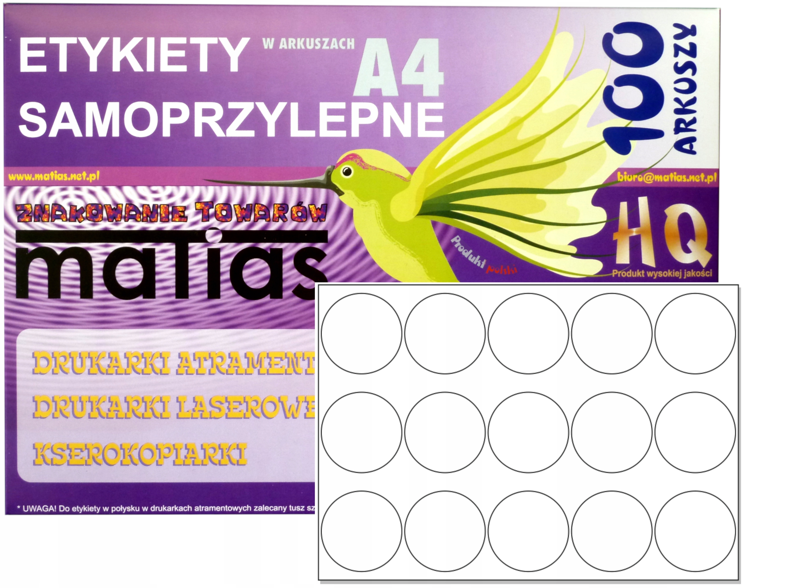 

Naklejki fi57 Etykiety okrągłe koło arkusz A4/100a