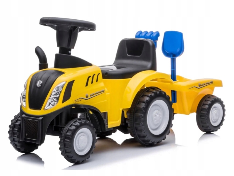 Jeździk Sun Baby Traktor z przyczepą New Holland Żółty