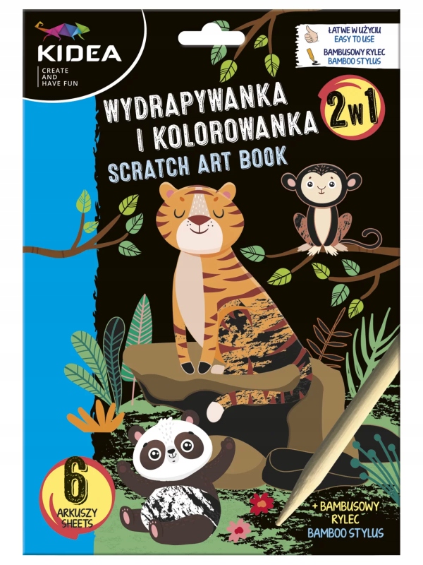 WYDRAPYWANKA I KOLOROWANKA ZWIERZĘTA KIDEA 2W1