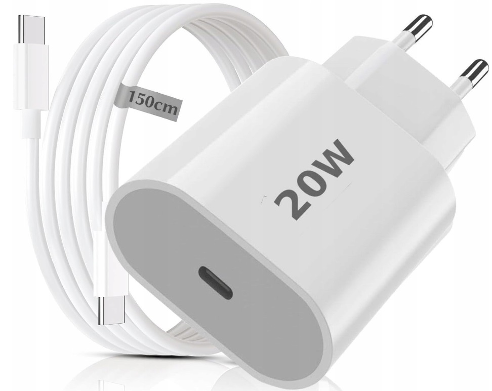 SZYBKA ŁADOWARKA SIECIOWA ZASILACZ PD 20W + KABEL TYP-C USB-C-USB-C PD