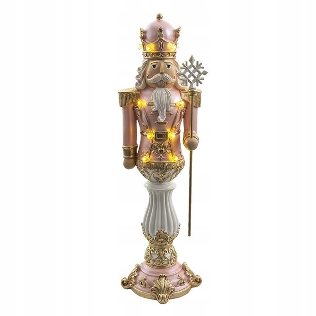 Ružová vianočná dekorácia socha Luskáčik s Led osvetlením