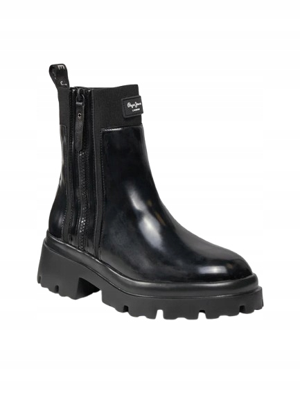 Pepe Jeans Černé Kotníkové Boty Na Bloku Se Zipem A Elastickou Manžetou 36 Awf