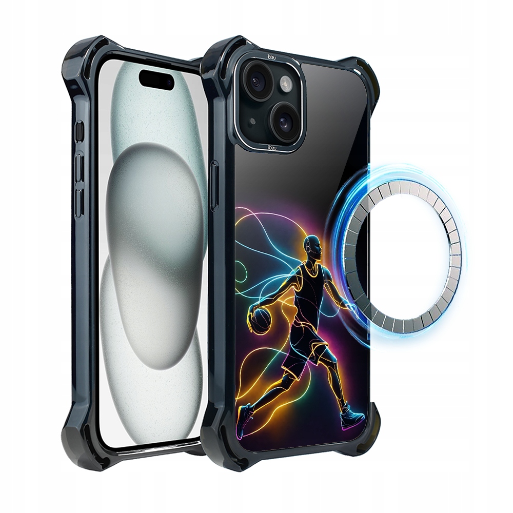 Pouzdro pro iPhone 15 Ibizu DropGuard Ultra s MagSafe, duch basketbalu