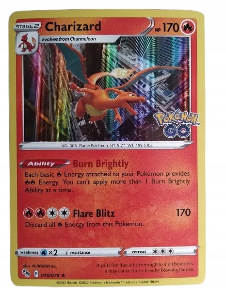 Karta Pokmon TCG Charizard (010/078) Holo Pokmon Go  Recenzie - Allegro