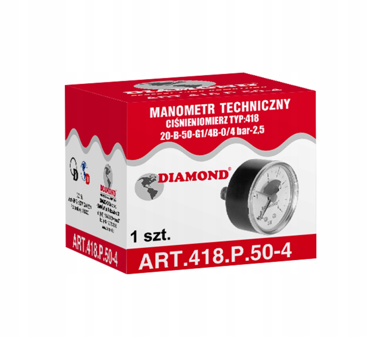 CIŚNIENIOMIERZ MANOMETR TYLNY 0-6 bar 63mm 1/4'' EAN (GTIN) 5907547621628