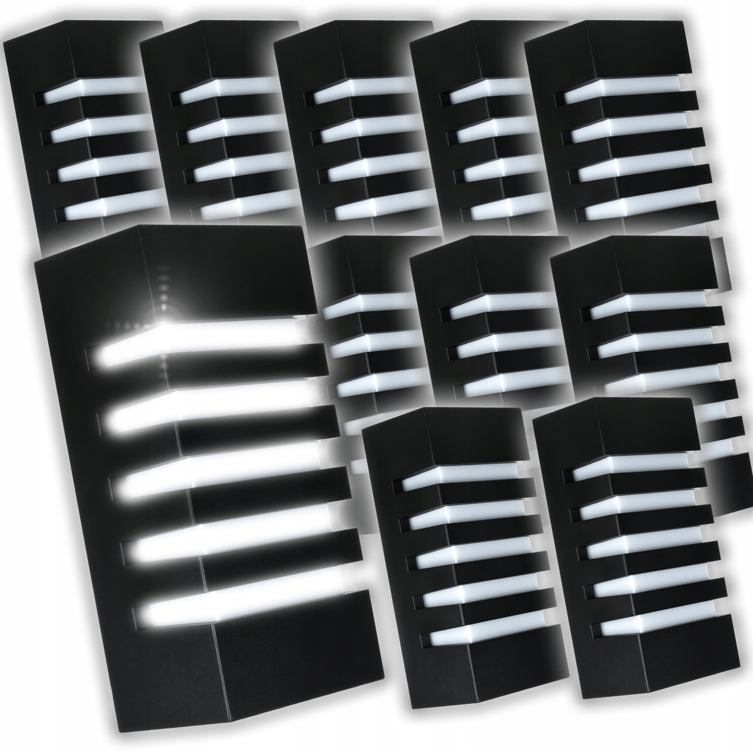 12 x Venkovní Fasádní Lampa Černá Hliníková Nástěnná Lampa E27 IP55