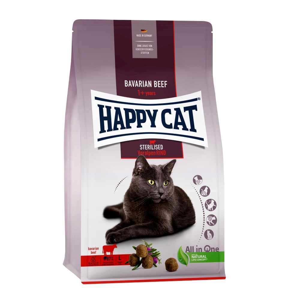 Happy Cat Sterilised Bavorské hovězí maso pro kastrované kočky 10 kg