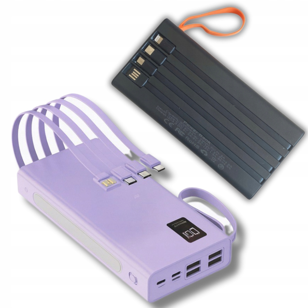 Powerbanka 30000 mAh 66W – 4 porty Usb, Usb-c, 4 kabely v balení