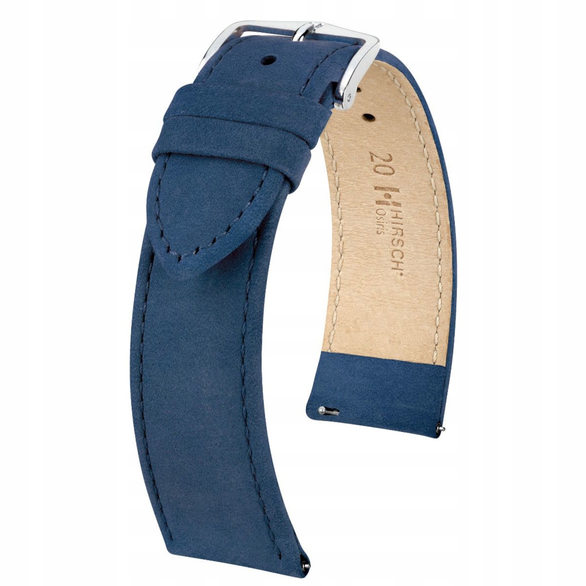 Tmavě modrý kožený opasek 18 mm Hirsch Osiris Nubuk 03433180-2-18 (M)
