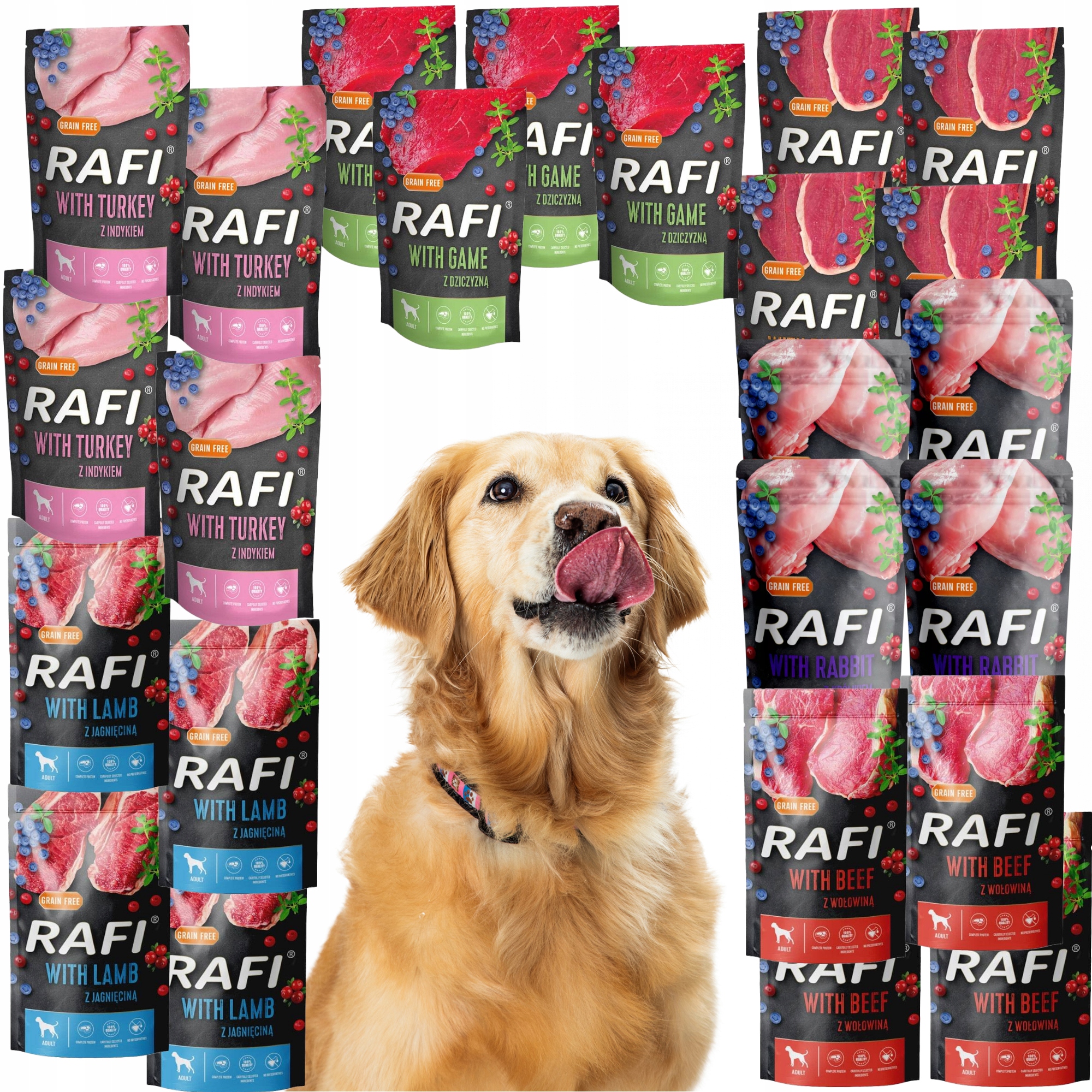 Rafi Mix 24 x 500g Saszetka Mokra karma dla psa Bez Zbóż