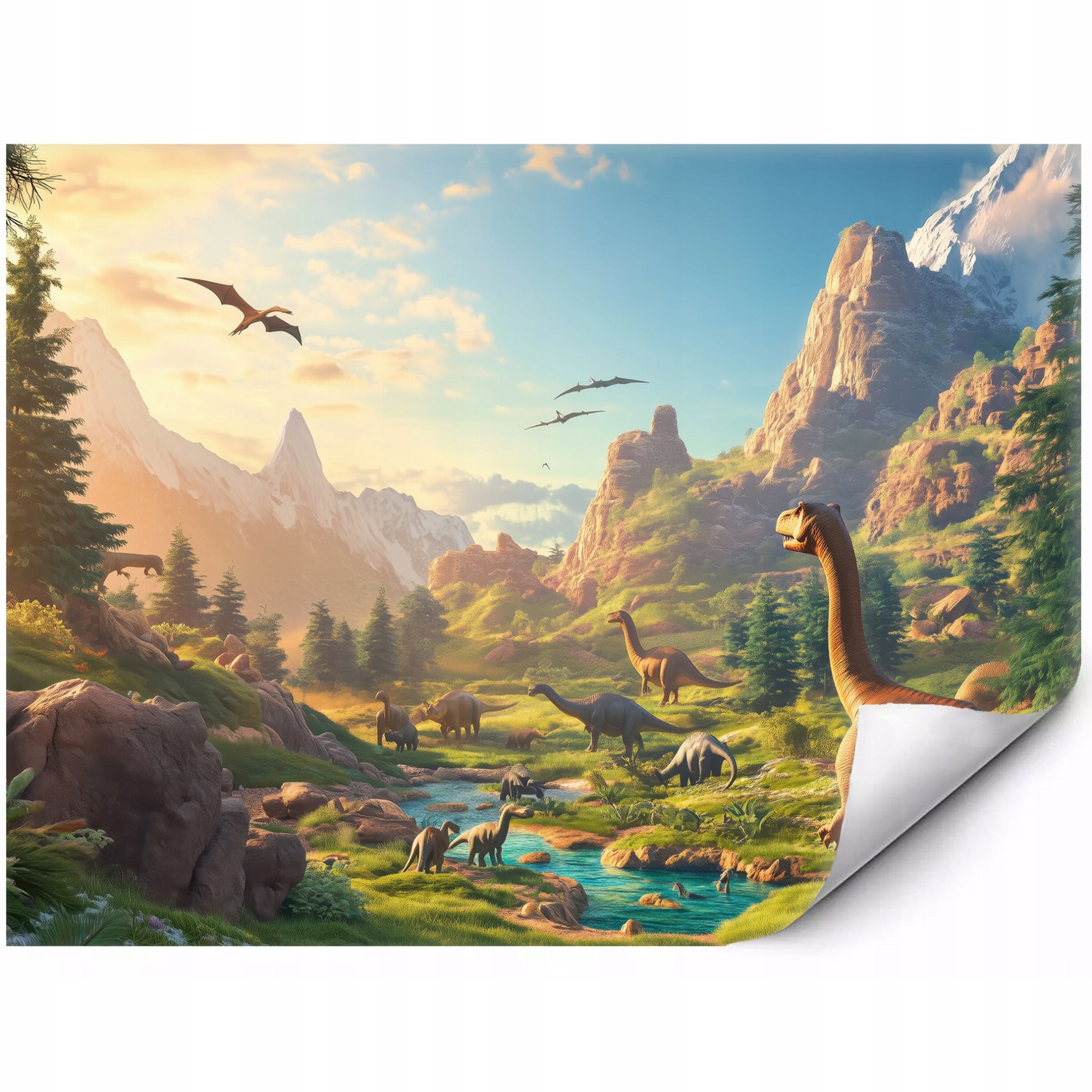 Samolepicí fototapeta Údolí dinosaurů mezi horami a řekami 400 x 280 cm