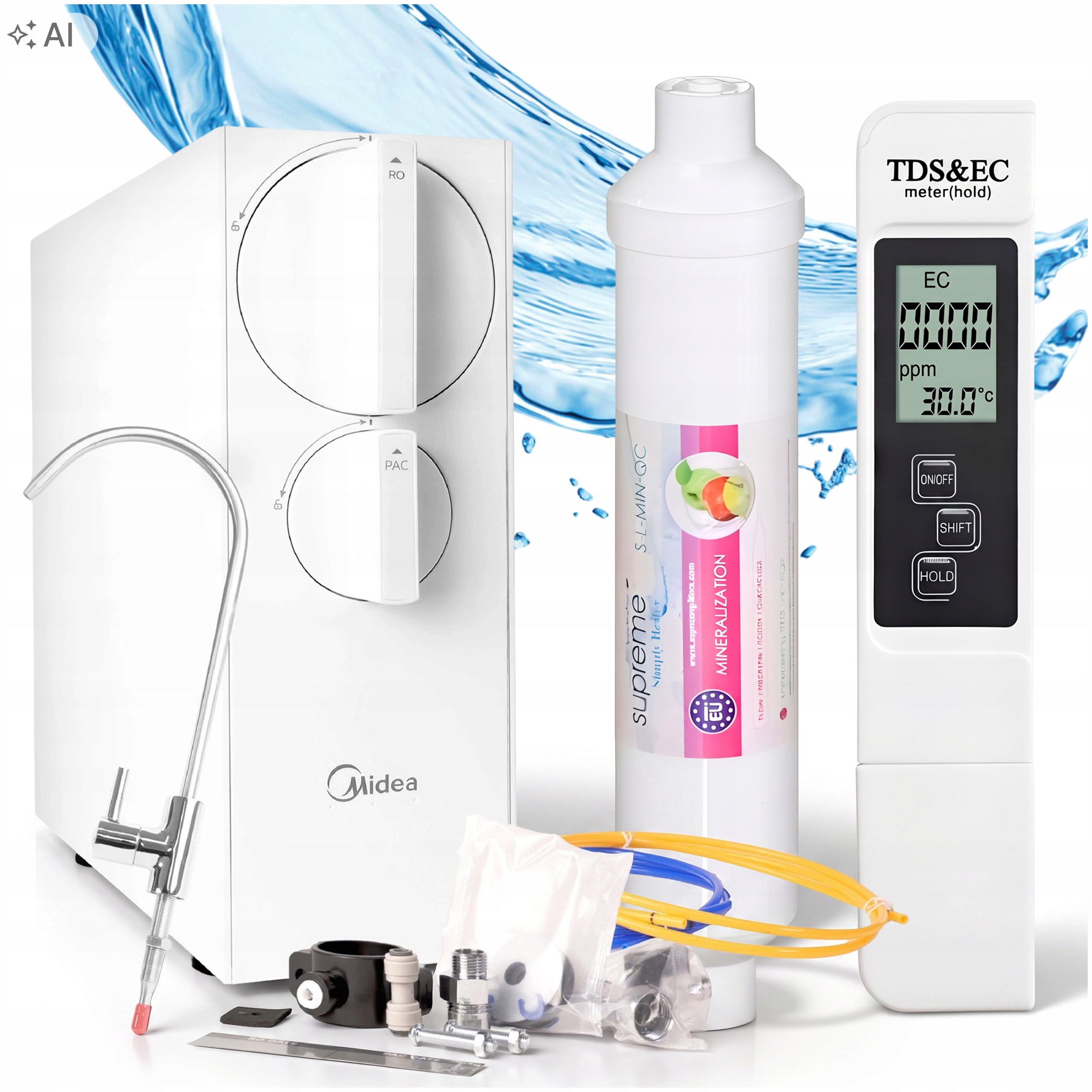 Reverzná Osmóza Filter Vody Midea 800GPD Mineralizátor Supreme Miernik Tds