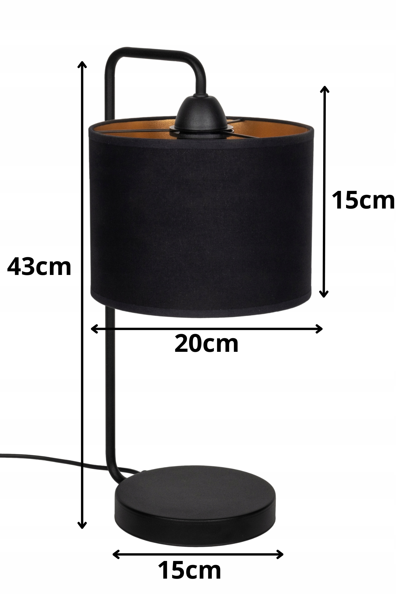 Lampka loft NOCNA STOŁOWA abażur welur czarny LED Zasilanie sieciowe