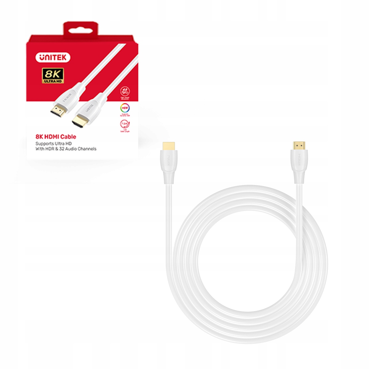 Unitek Kabel Hdmi 2.1 8K Hdr bílý 7 m