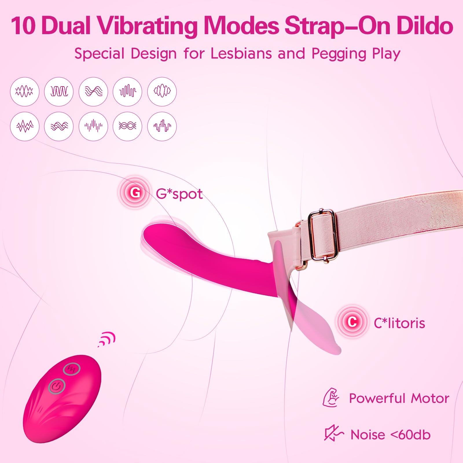 WORDONE Wibrujący Strap-On Dla Kobiet Z Pilotem 10 Trybów Stymulacji — miniatura 2