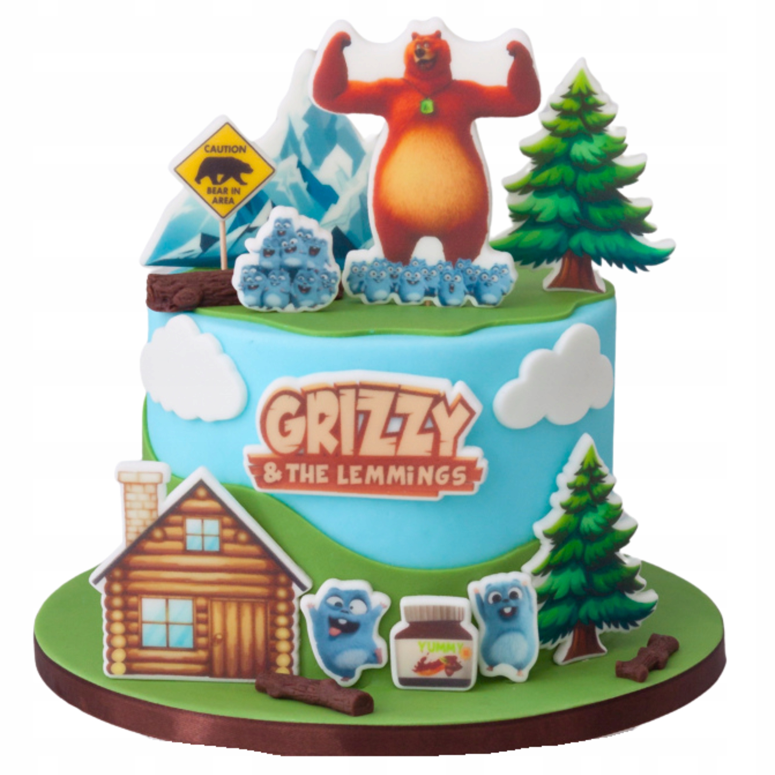 Levně Sada dekorací na dort Grizzy A Lemingi 2D 16 ks. figurky na dort oplatek