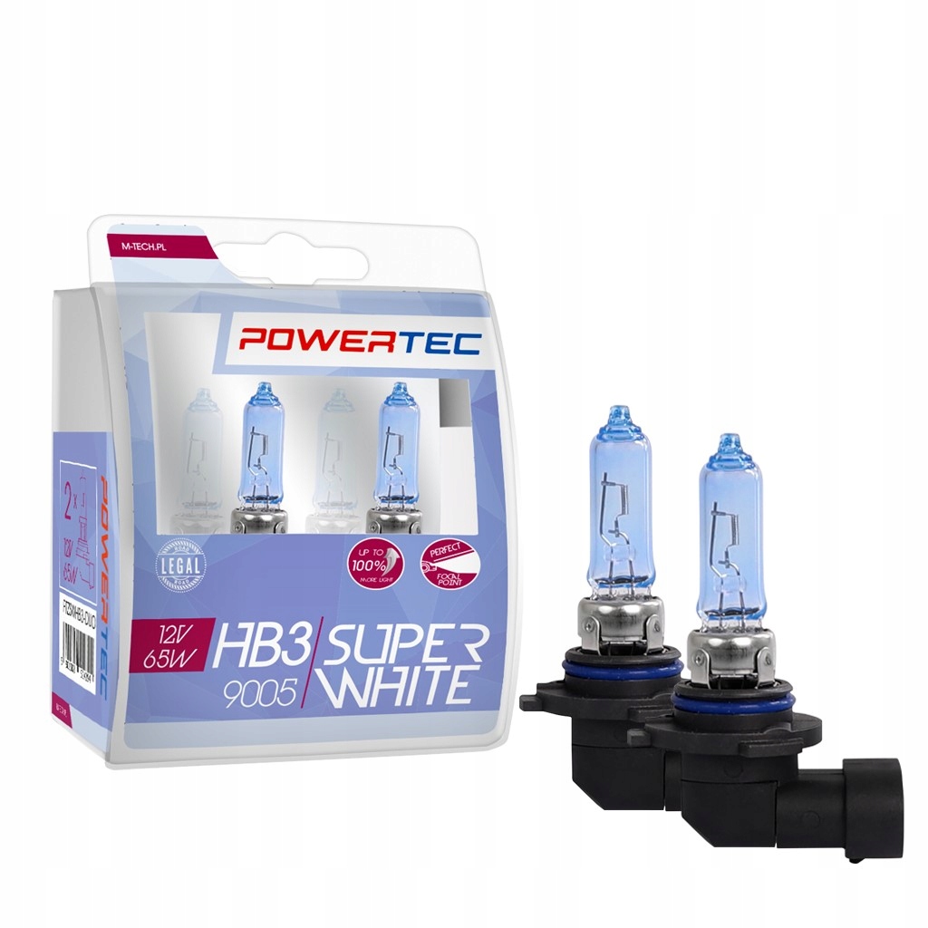 

Żarówki HB3 12V 65W Powertec SuperWhite +100% 2szt
