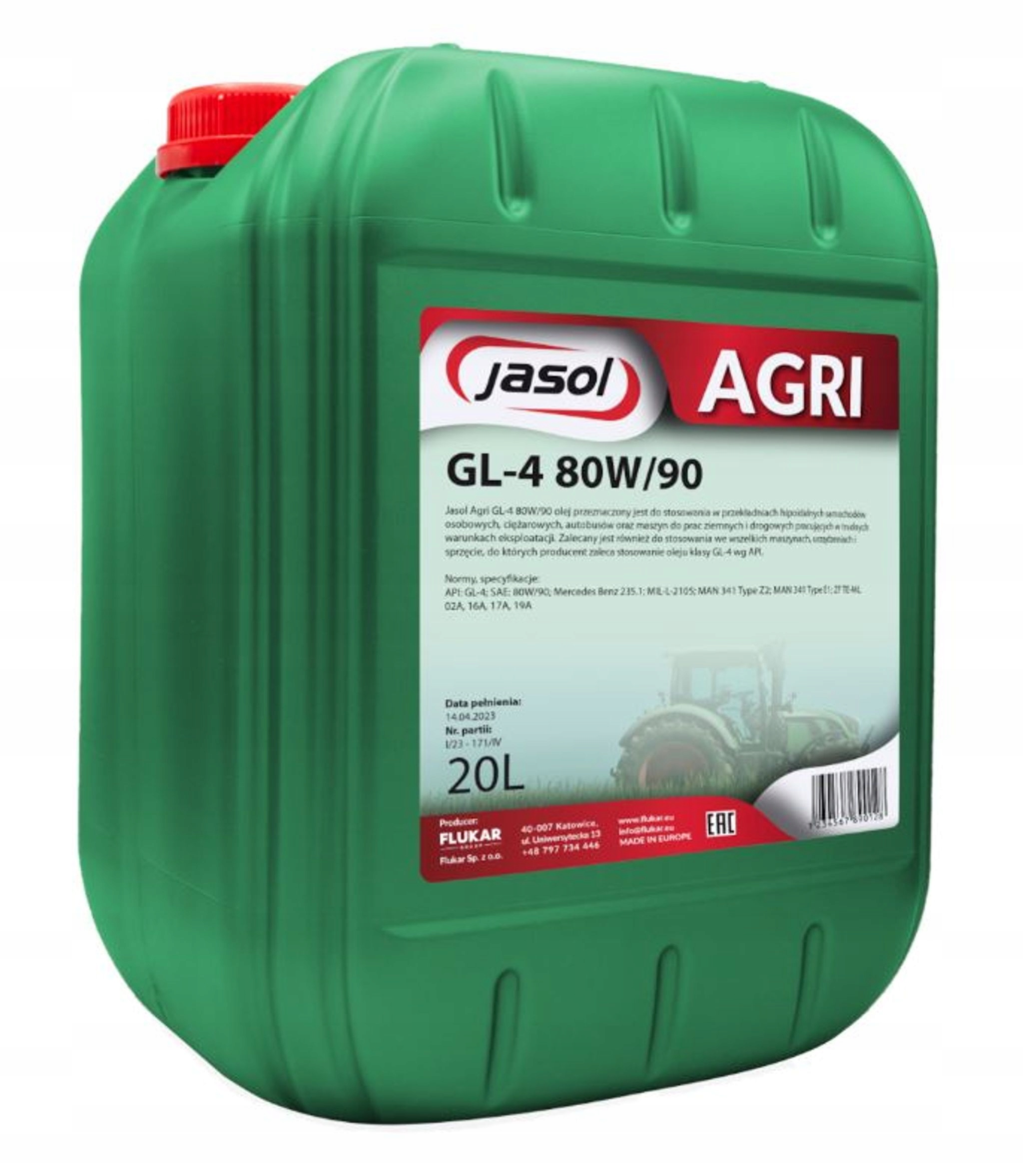 OLEJ PRZEKŁADNIOWY JASOL AGRI GL-4 80W90 20L