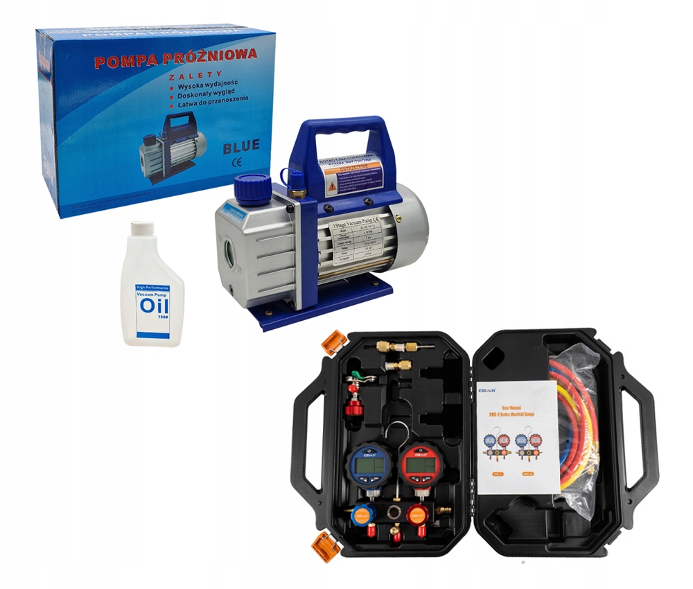 Vákuová pumpa VP115 s olejom digitálne manometery Elite pre klimatizáciu