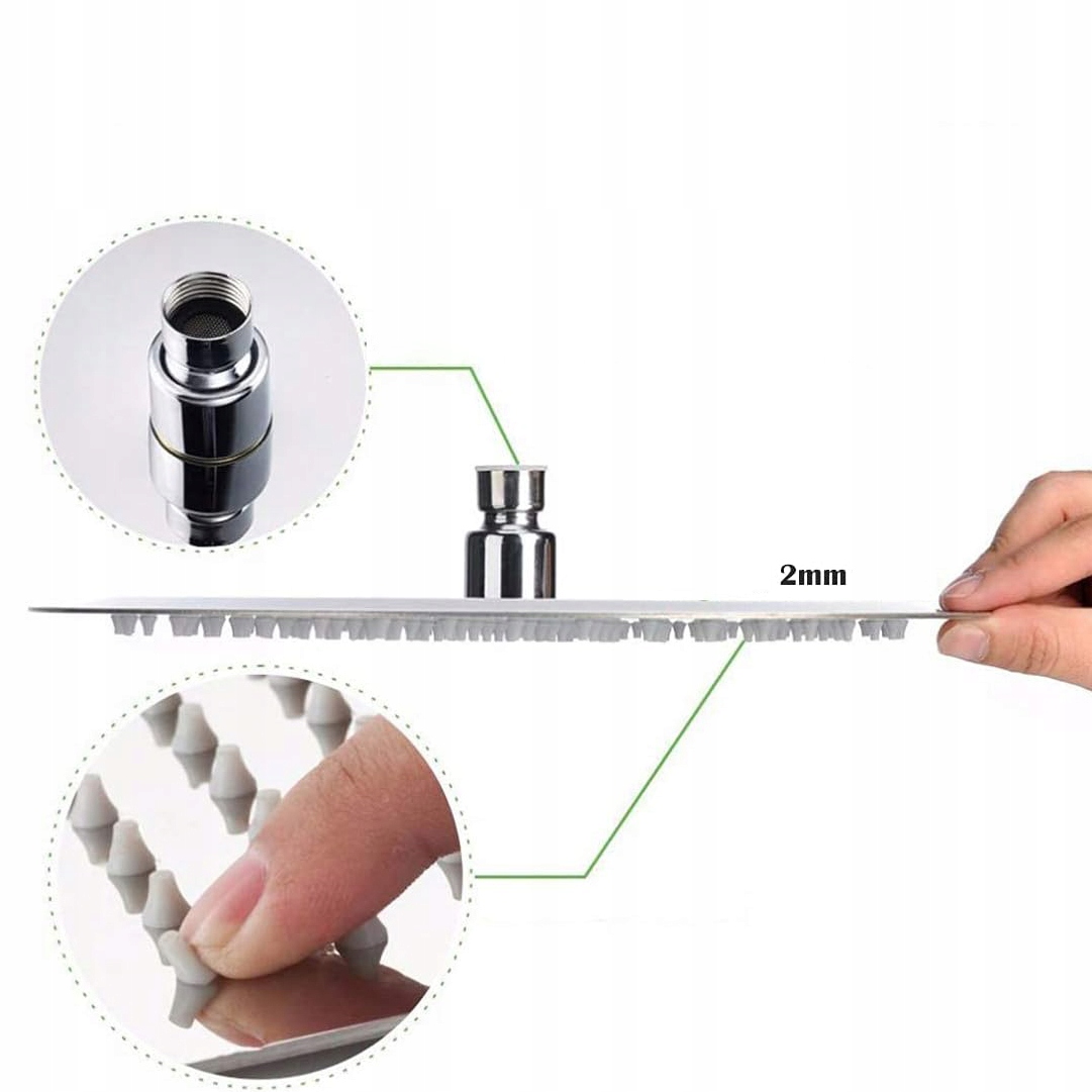 DESZCZOWNICA PRYSZNICOWA STALOWA CIENKA kwadratowa 25cm CHROM natryskowa Marka inna