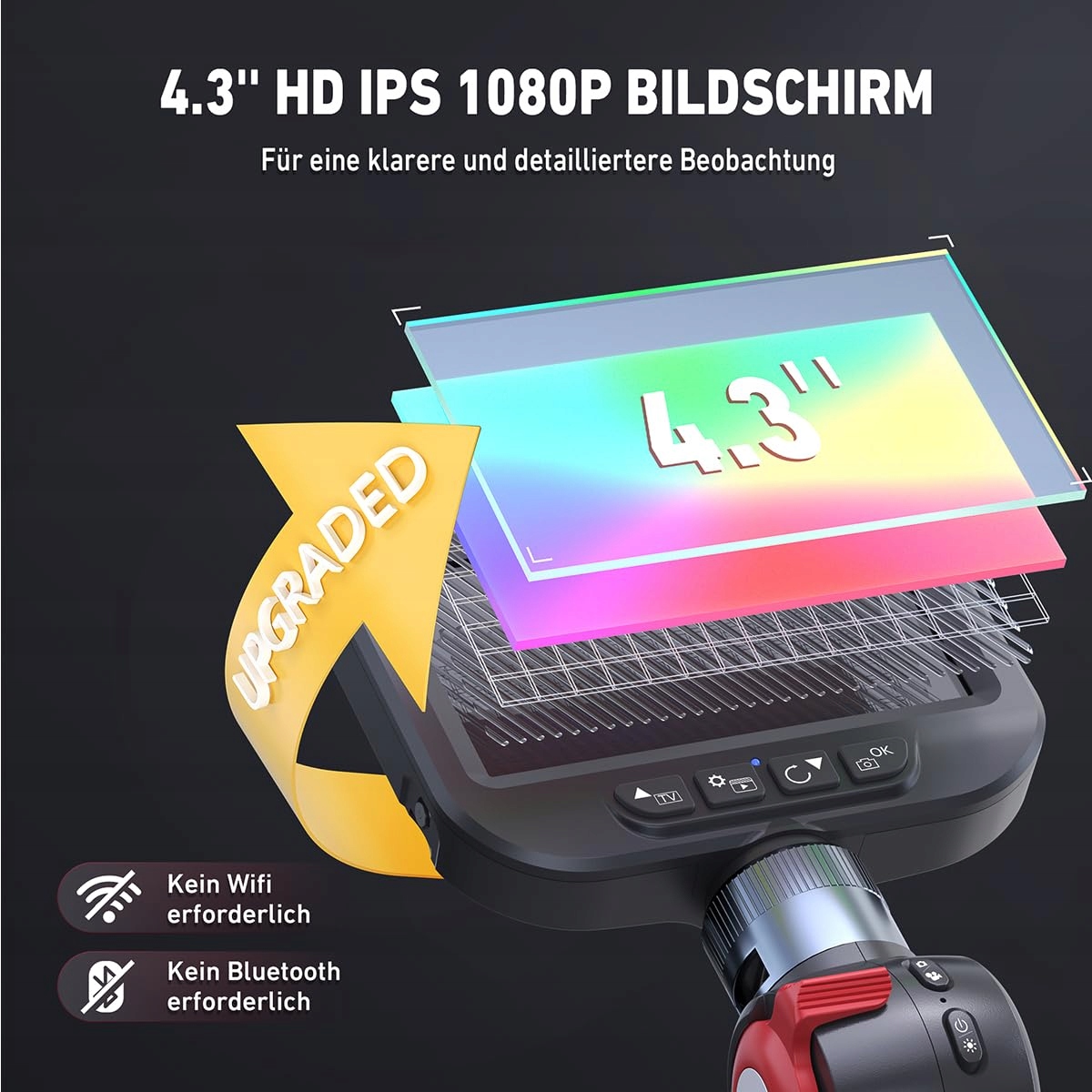 RALCAM Kamera Endoskopowa 8,5mm 4,3" HD 1080P IP67 Wodoodporna 2M Kabel — miniatura 4