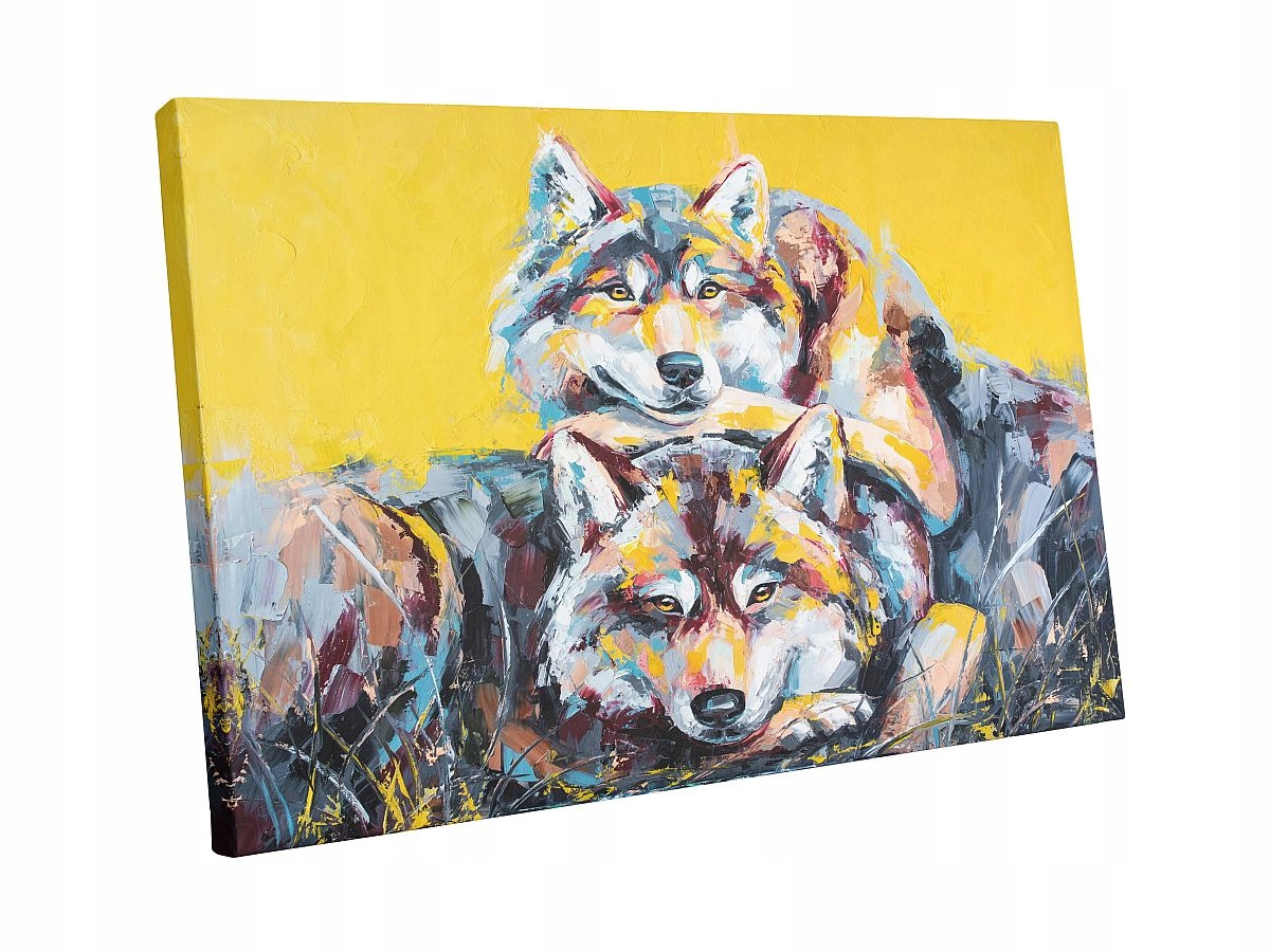

Nowoczesny Obraz Wilki Kolory Jak Malowany 100x80