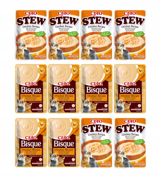 Levně Inaba Ciao Bisque Chicken Ciao Stew Chicken 12x40g Sada pochoutek