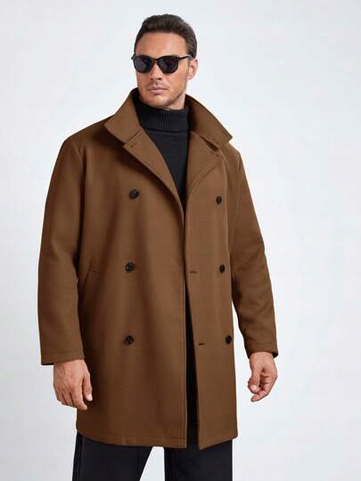 SHEIN PŁASZCZ MĘSKI KLASYCZNY BRĄZOWY 3XL 1ŁŁA Marka Shein