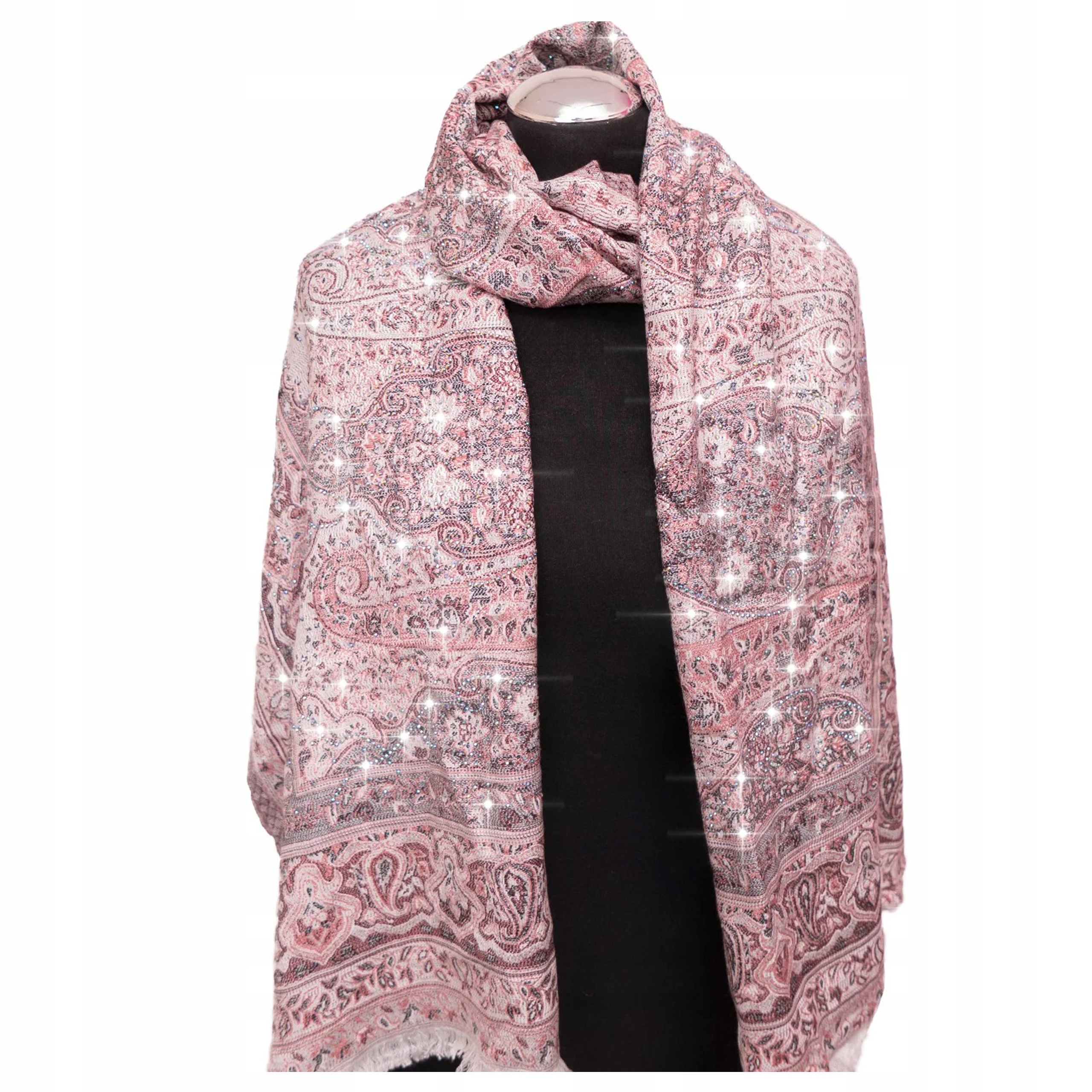 Šátek Šála Dámský Šátek Zirkony Kašmír Prémiová Kvalita Orientální Lesk