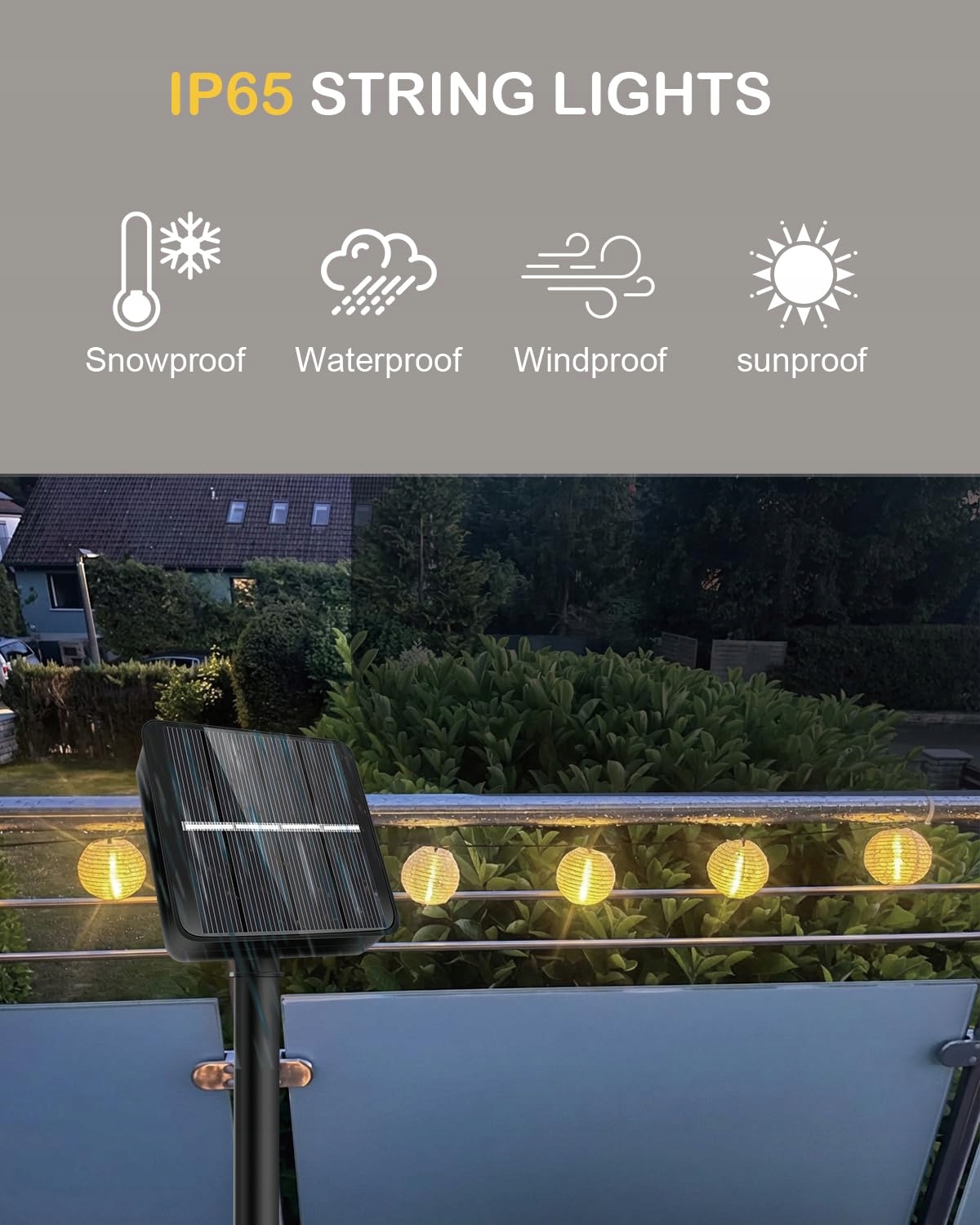 AFAIUP Lampiony Solarne Zewnętrzne 8M 30 LED Ogród Balkon — miniatura 5