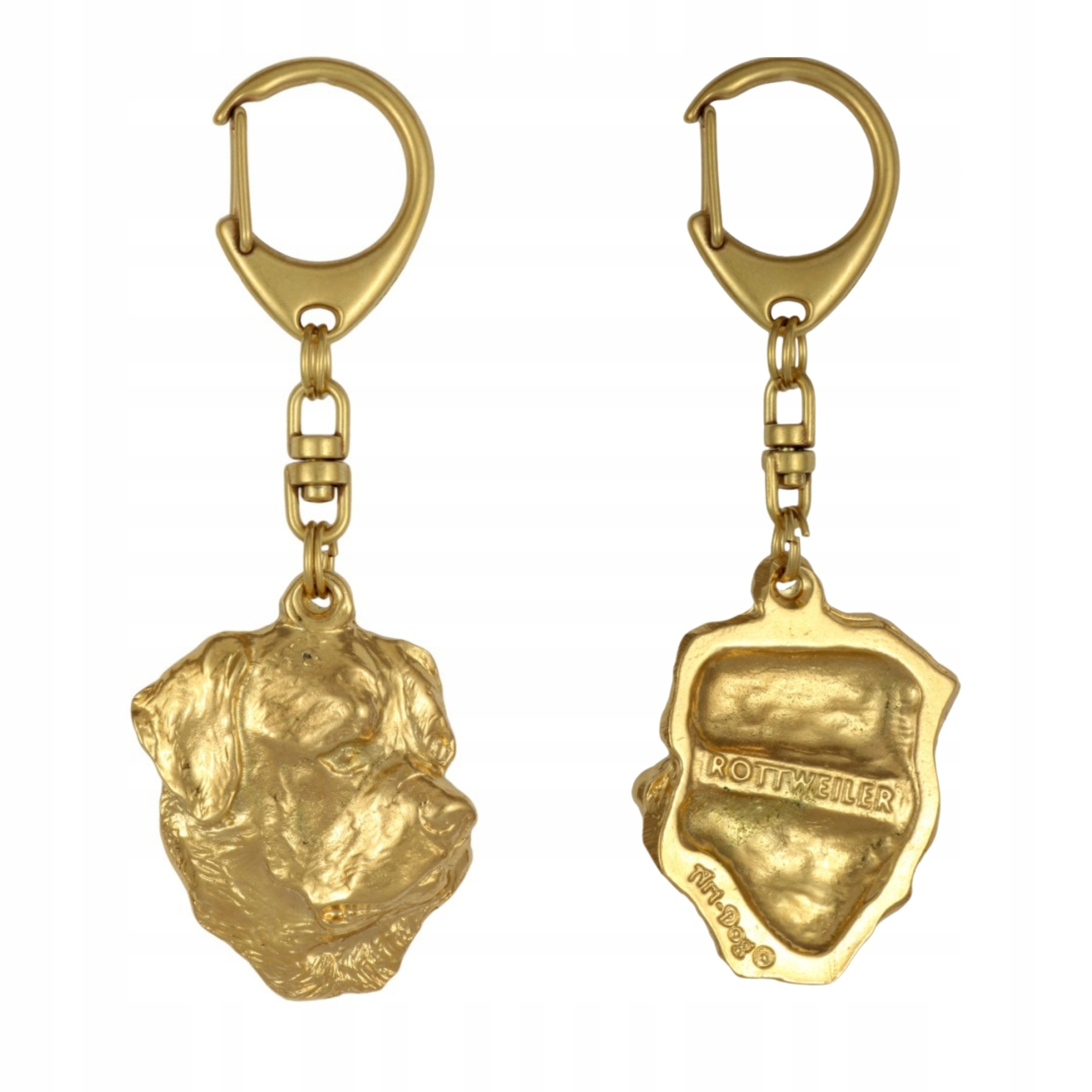 Rottweiler I – pozlacený přívěsek na klíče na klíče se psem v dárkové krabičce