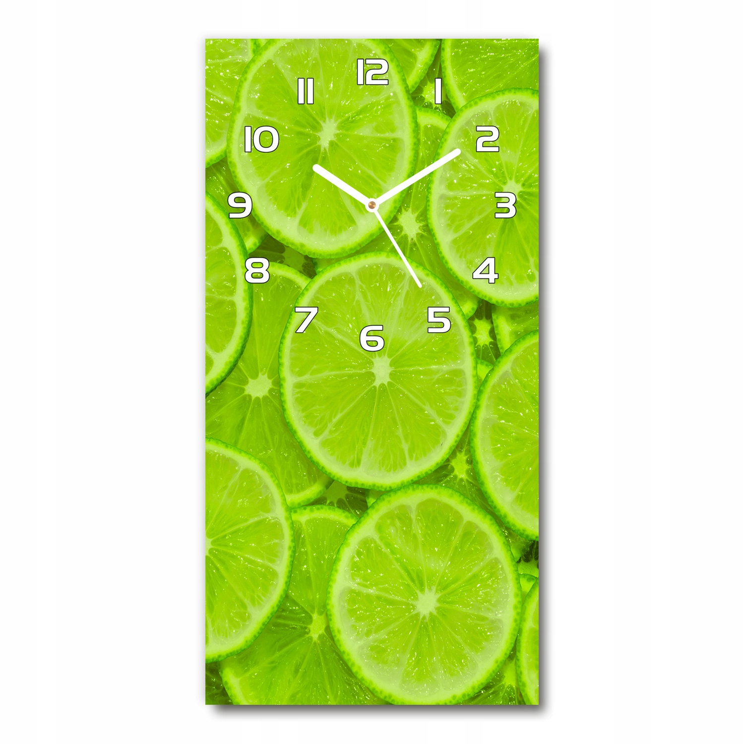 

Nowoczesny pionowy szklany zegar Limonki 30x60 cm