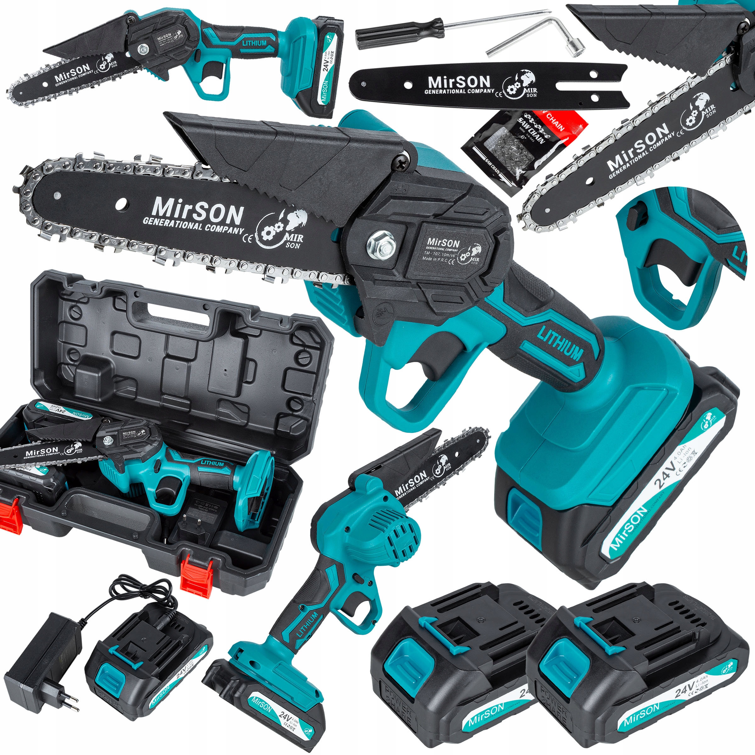 PIŁA ŁAŃCUCHOWA AKUMULATOROWA 6"PILARKA DRZEWA 2AKU ZESTAW galeziowka ogrod