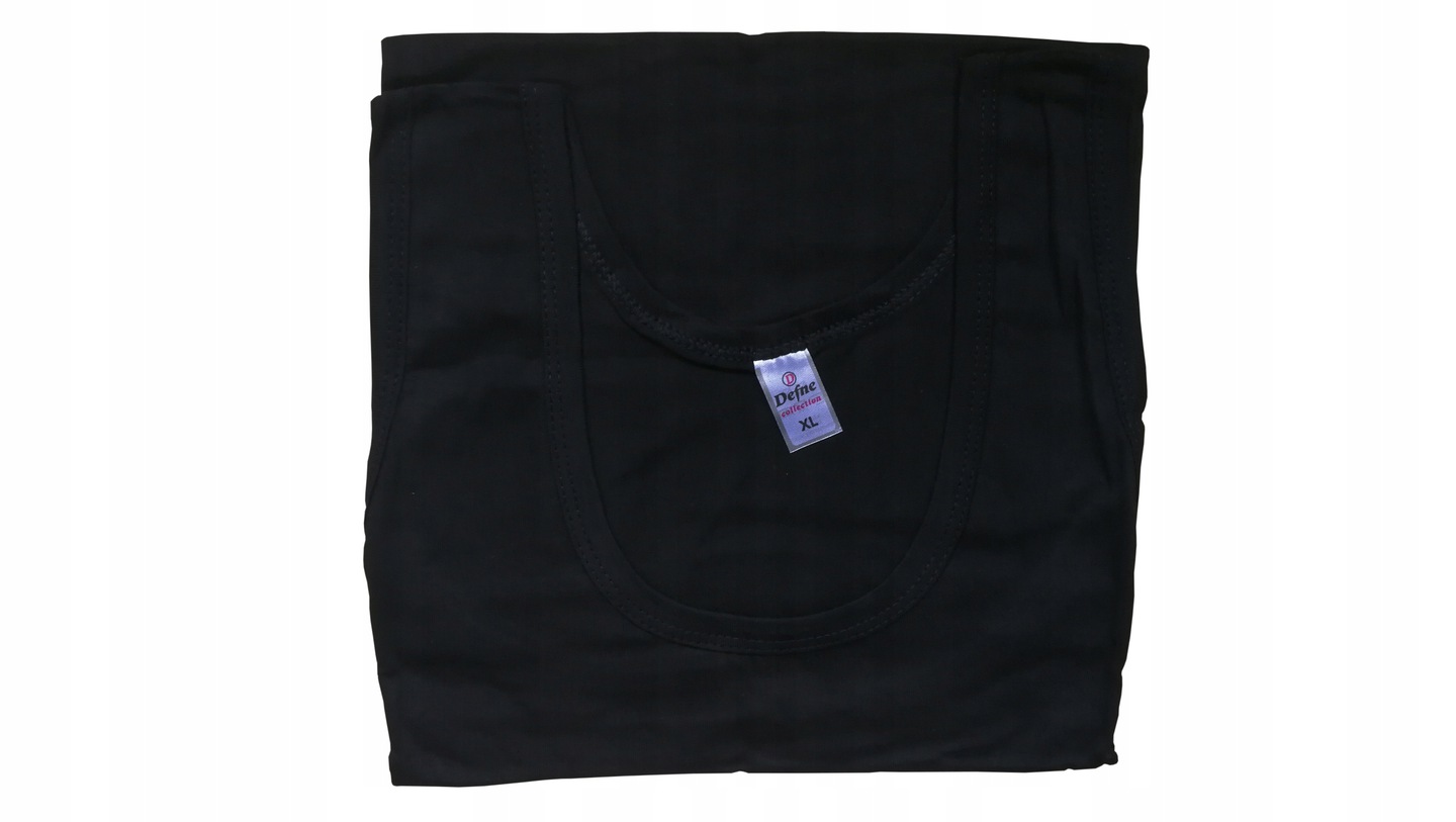 PODKOSZULKA KOSZULKA MĘSKA 100% BAWEŁNA GŁADKA CZARNA OKRĄGŁY - XL Rozmiar XL