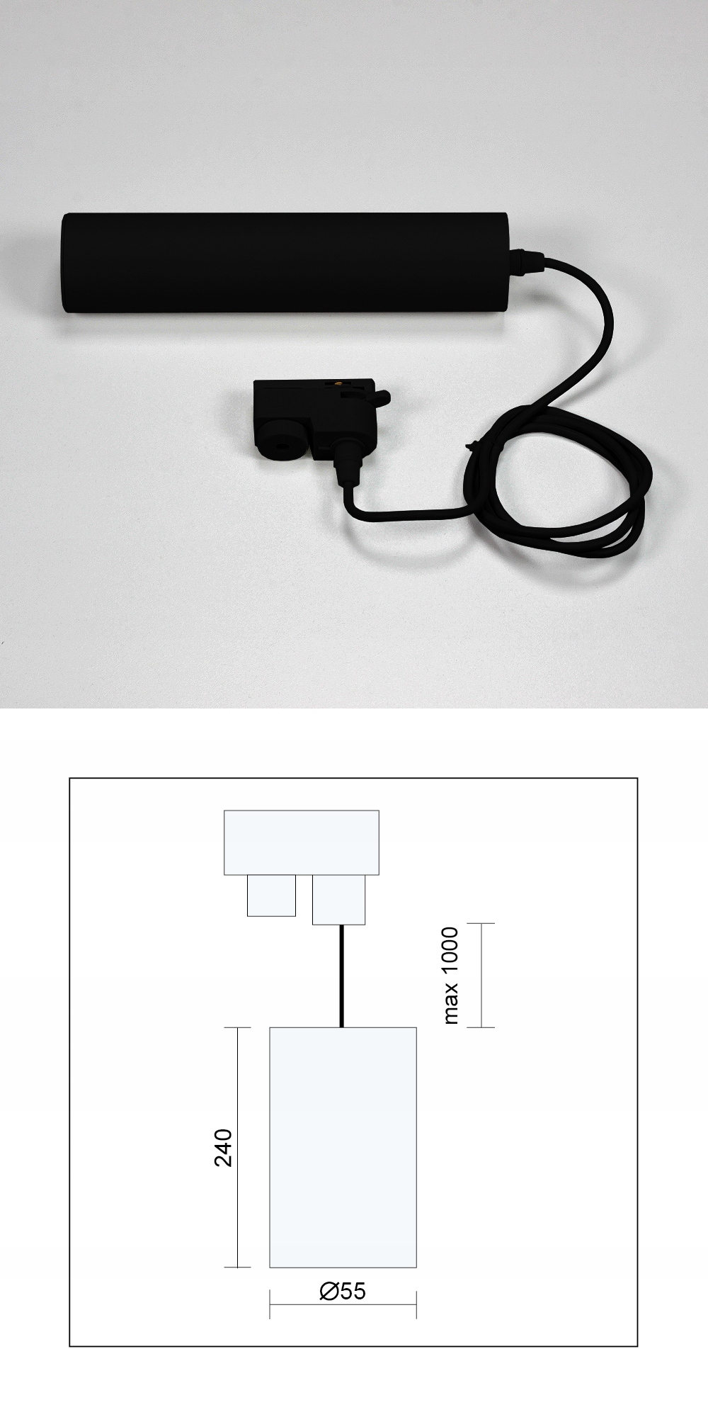 Reflektor szynowy jednofazowy ZWIS TUBA GU10 BLACK Marka Kwazar Luminaire