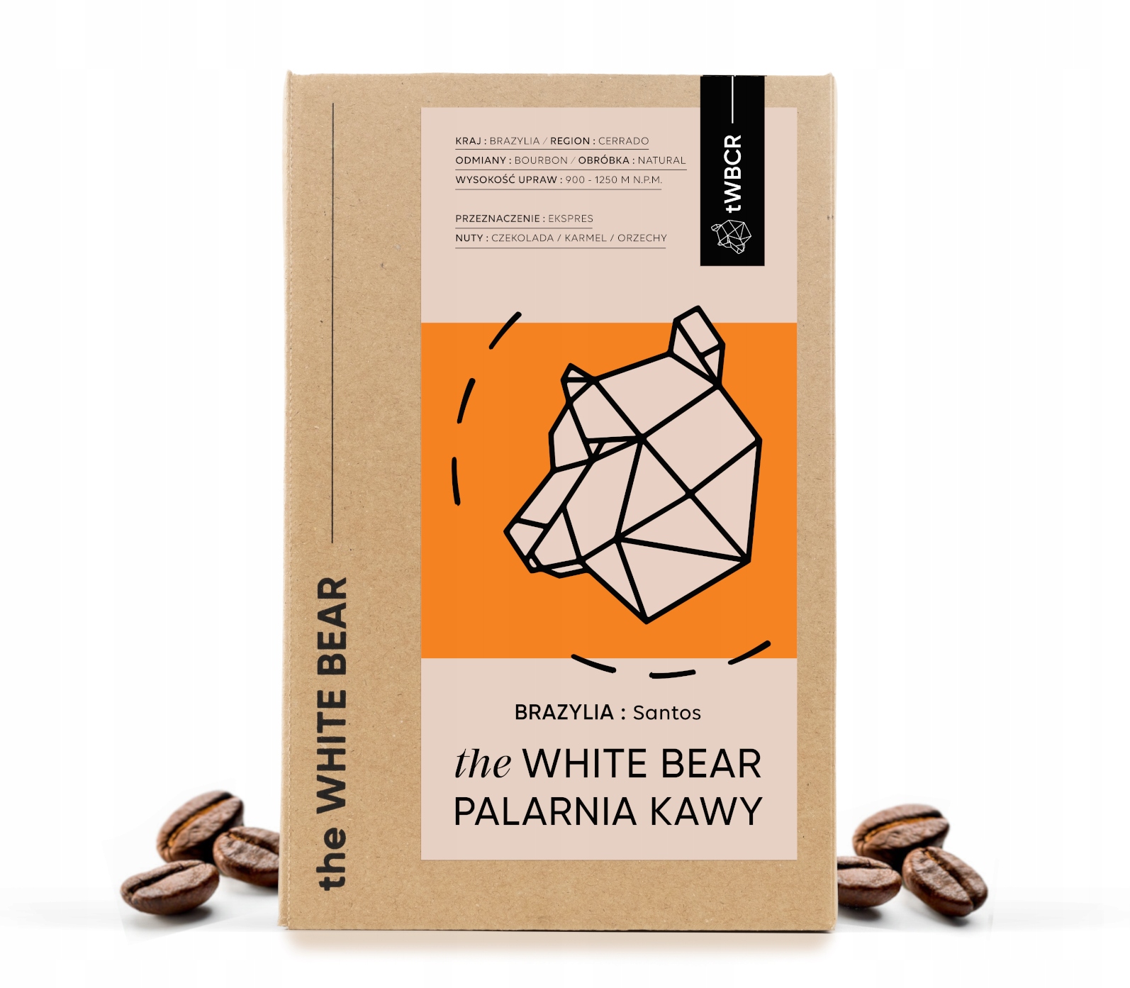 Levně Káva zrnková Arabica The White Bear Brazílie: Santos 1000 g
